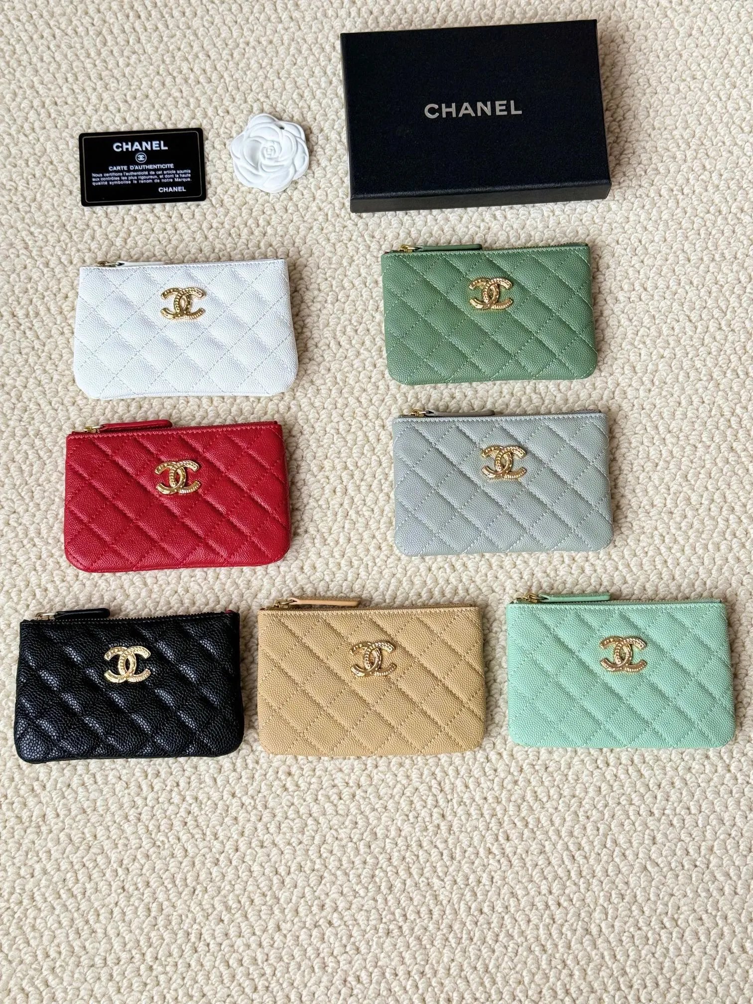 Chanel Classic Quilted Leather Pouch Card Holder Multicolor