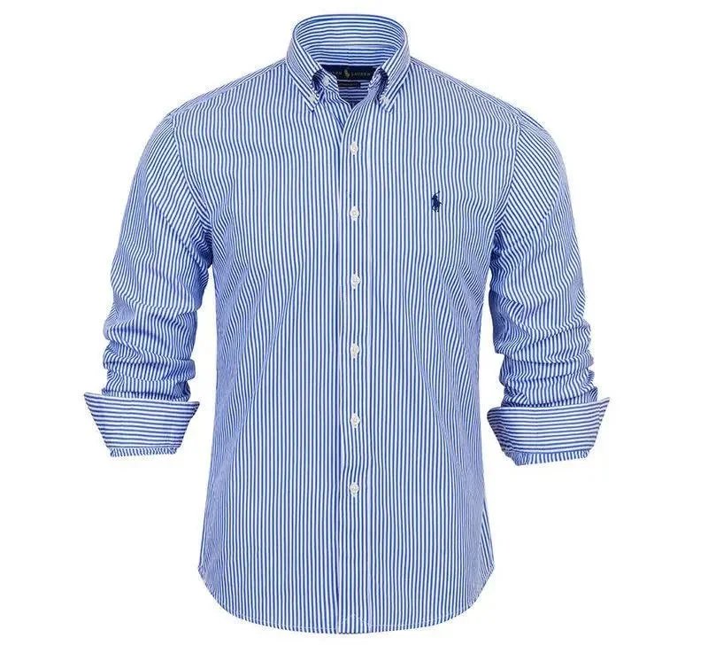 Ralph Lauren RL Striped Classic Button-Down Shirt Blue and White
