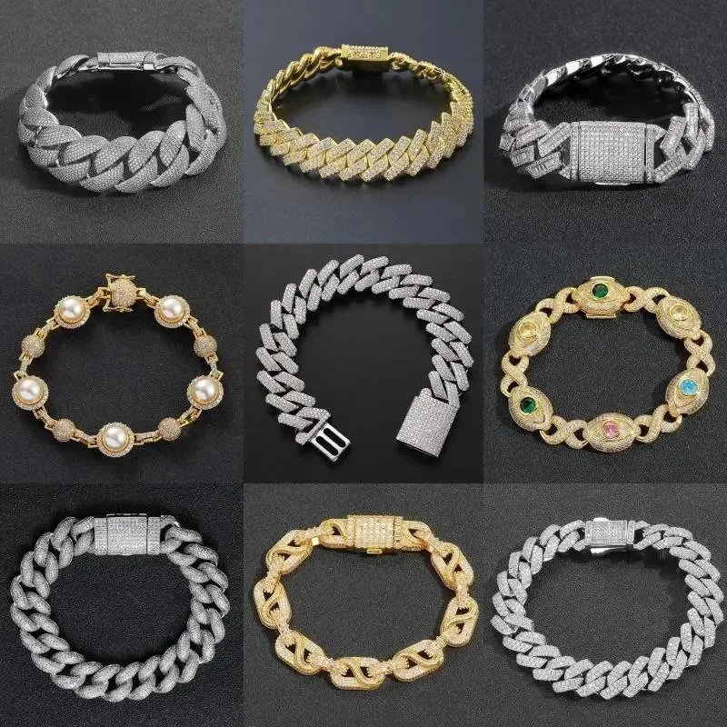 Design Iced Out Cuban Link Bracelet Jewelry Multicolor