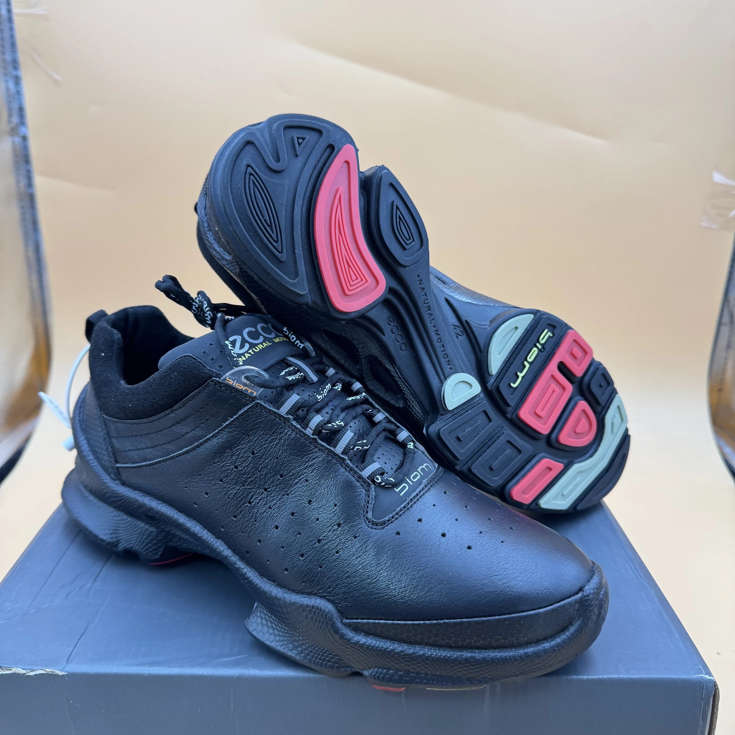 ECCO BIOM Comfortable Leather Sneakers Black
