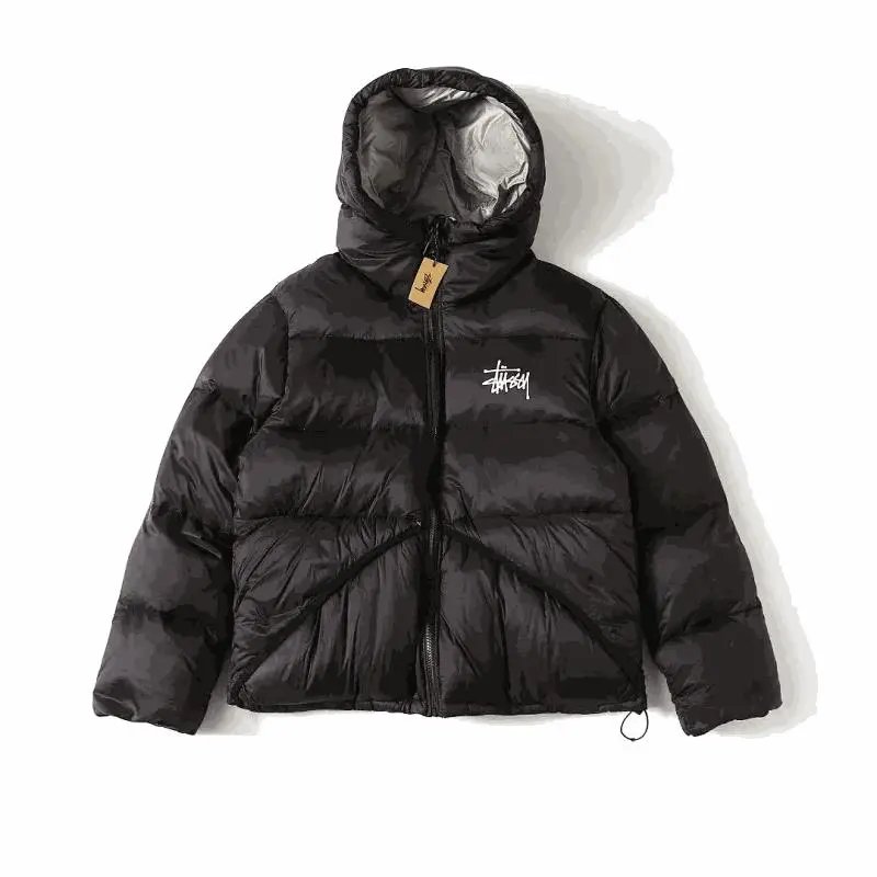 Stussy Stock Puffer Jacket Streetwear Down Jacket Black