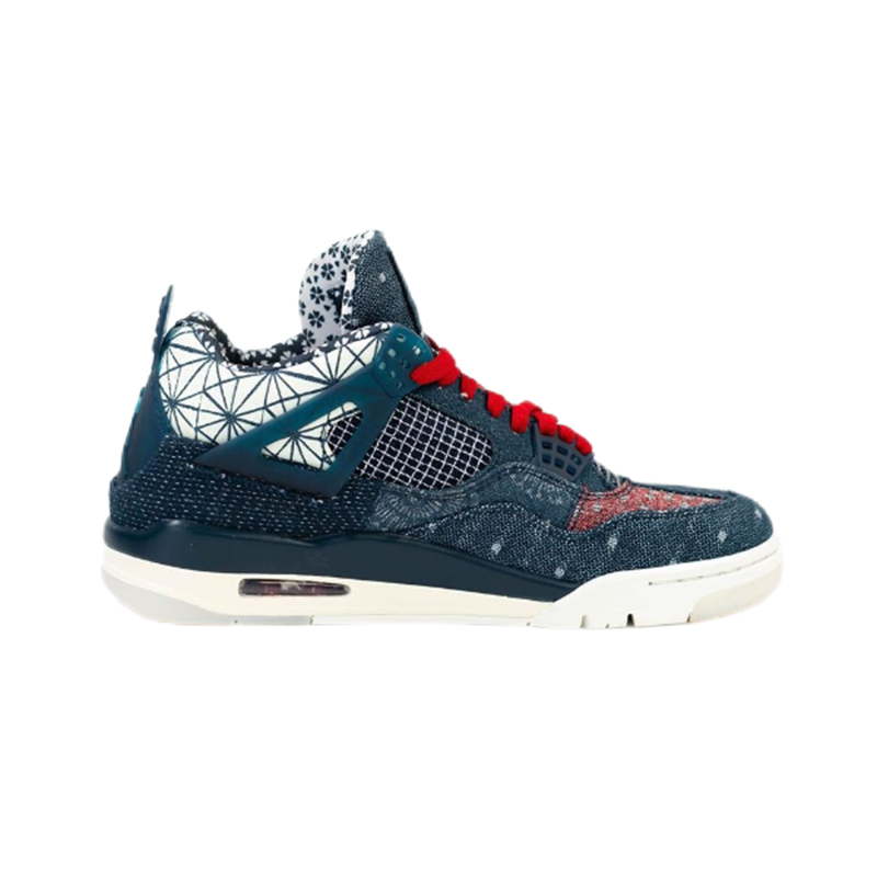 Jordan Air Jordan 4 Retro SE Sashiko Patchwork Sneakers Blue and Red