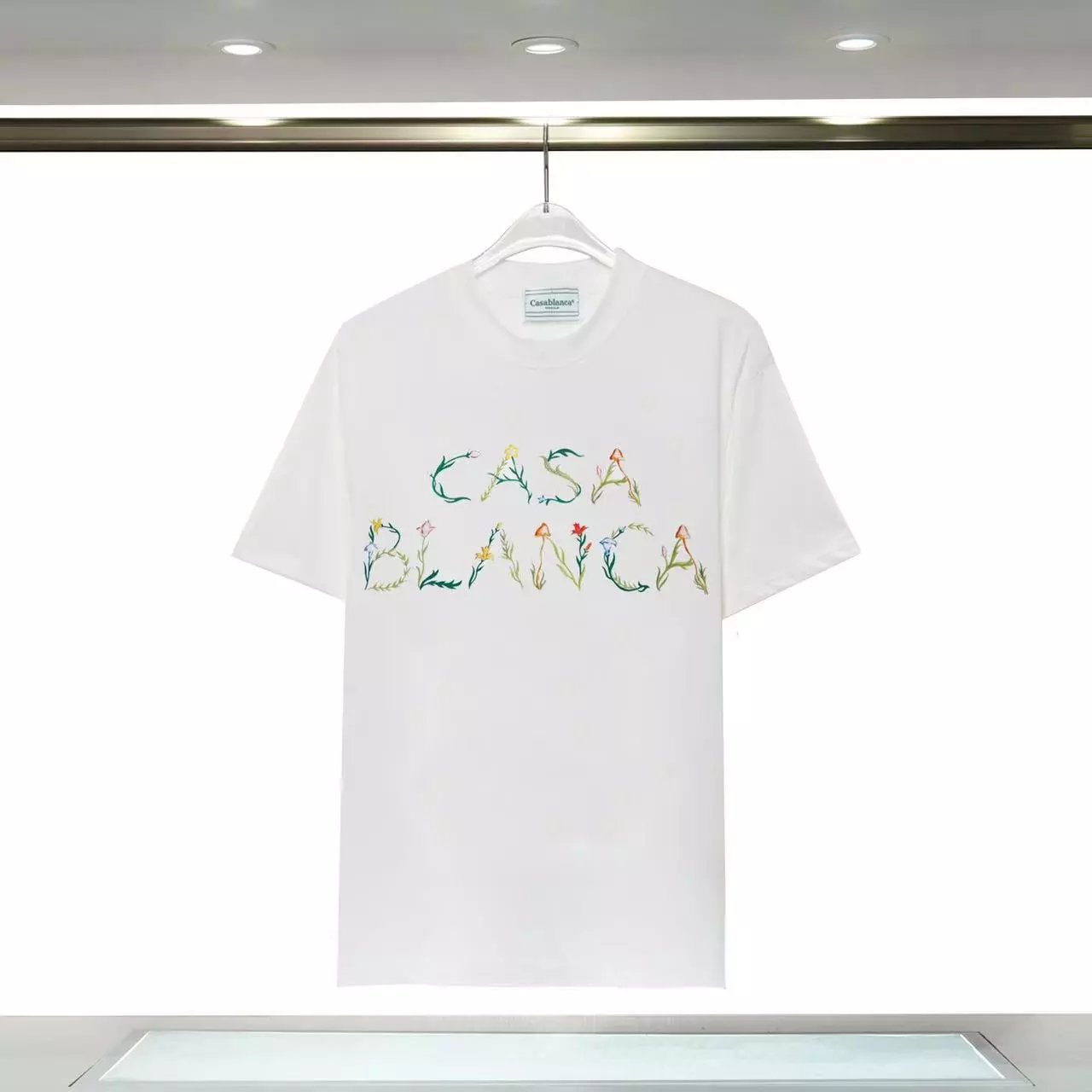 Casablanca Floral Logo Graphic Tee White