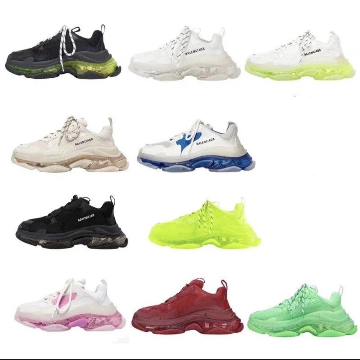Balenciaga Triple S Clear Sole Chunky Sneakers Multicolor
