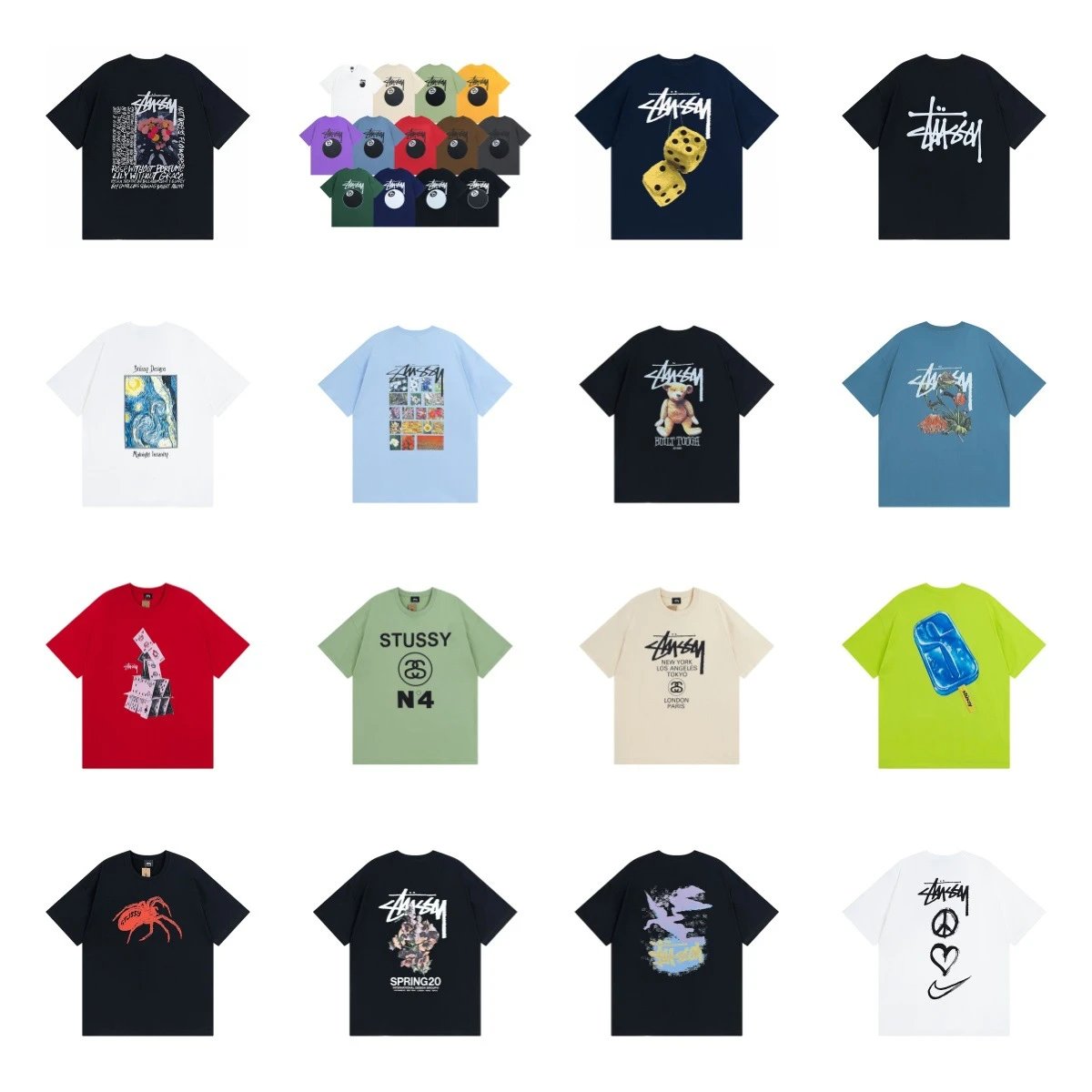 Stussy Graphic Print Oversized Tee Multicolor