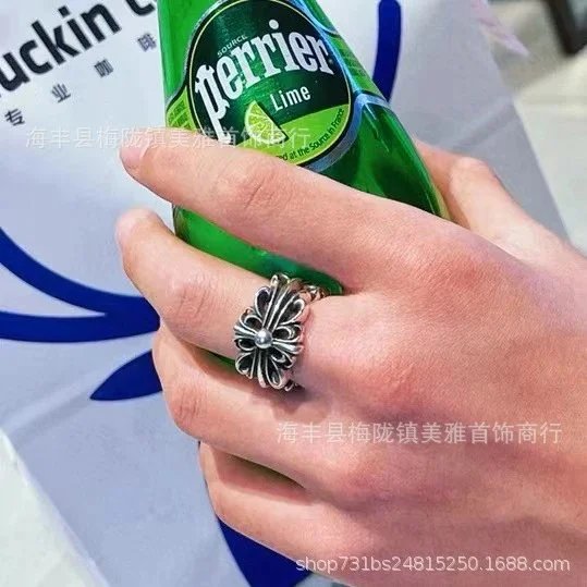 Chrome Hearts CH Floral Cross Ring Silver Accessories