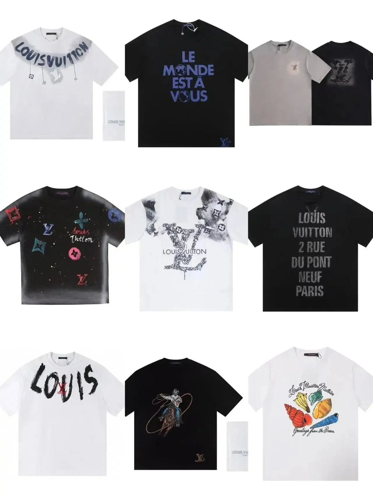Louis Vuitton LV Graphic Print Cotton T-Shirt Collection Multicolor