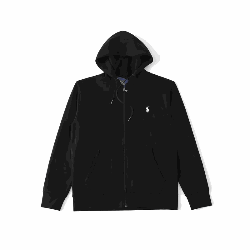 Polo Ralph Lauren PRL Zip-Up Hoodie Casual Sweatshirt Black
