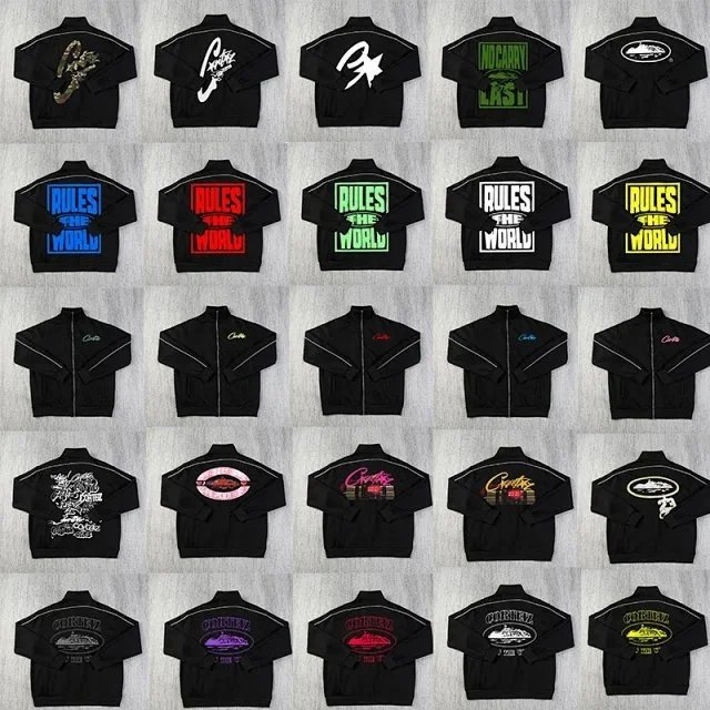 Corteiz Rules The World Graphic Streetwear Track Jacket Black