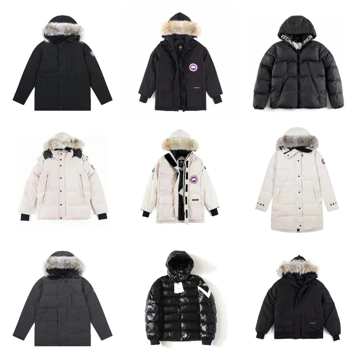 Canada Goose Expedition Parka Warm Winter Down Jacket Black and White