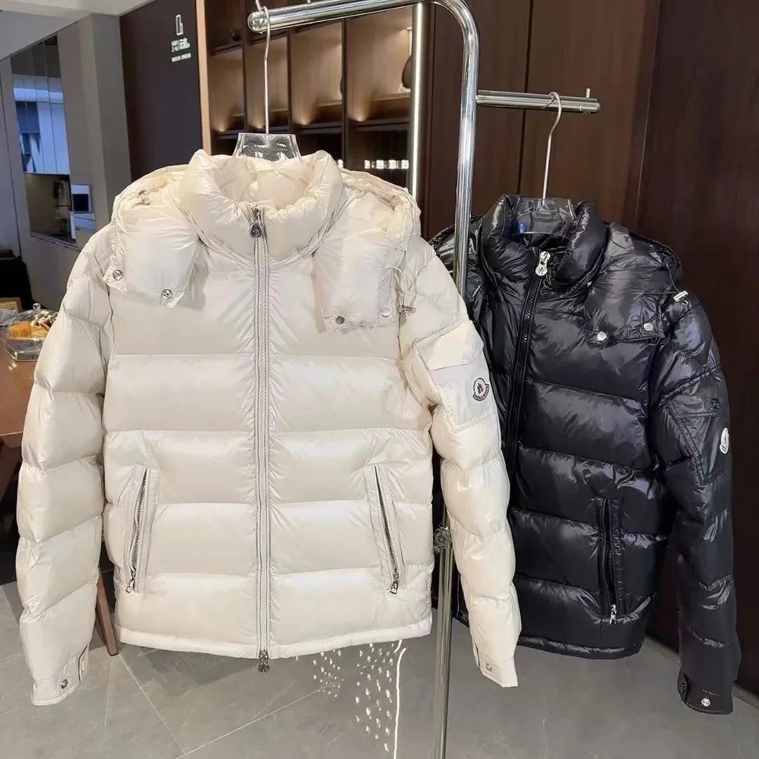Moncler Maya Shiny Puffer Jacket White and Black