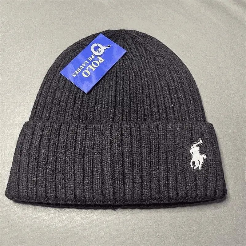 Ralph Lauren Polo Ribbed Knit Beanie Hat Black