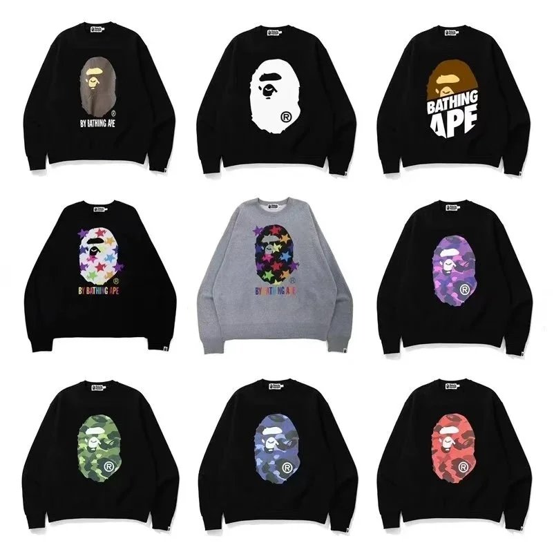 A Bathing Ape BAPE Ape Head Graphic Streetwear Crewneck Sweatshirt Multicolor