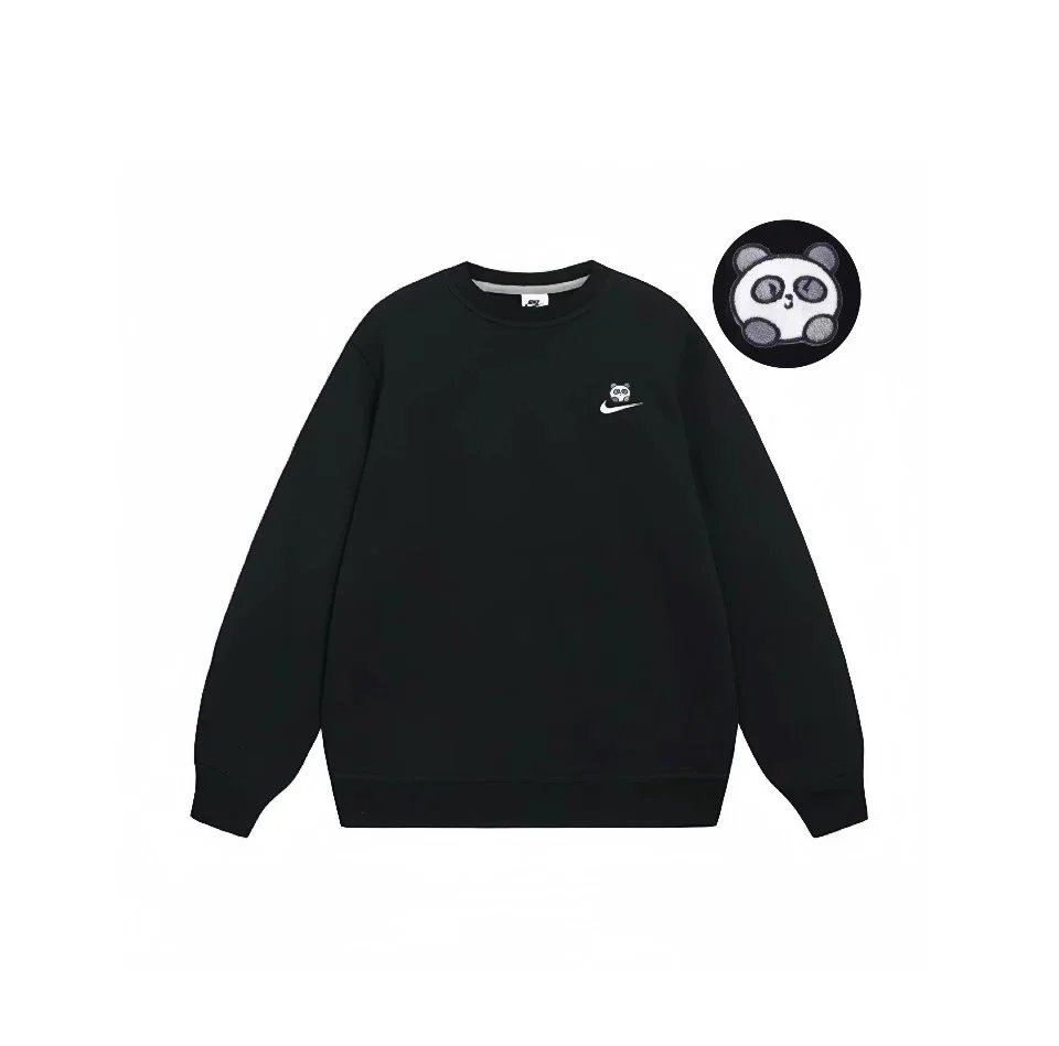 Nike Panda Graphic Cotton Crewneck Sweatshirt Black