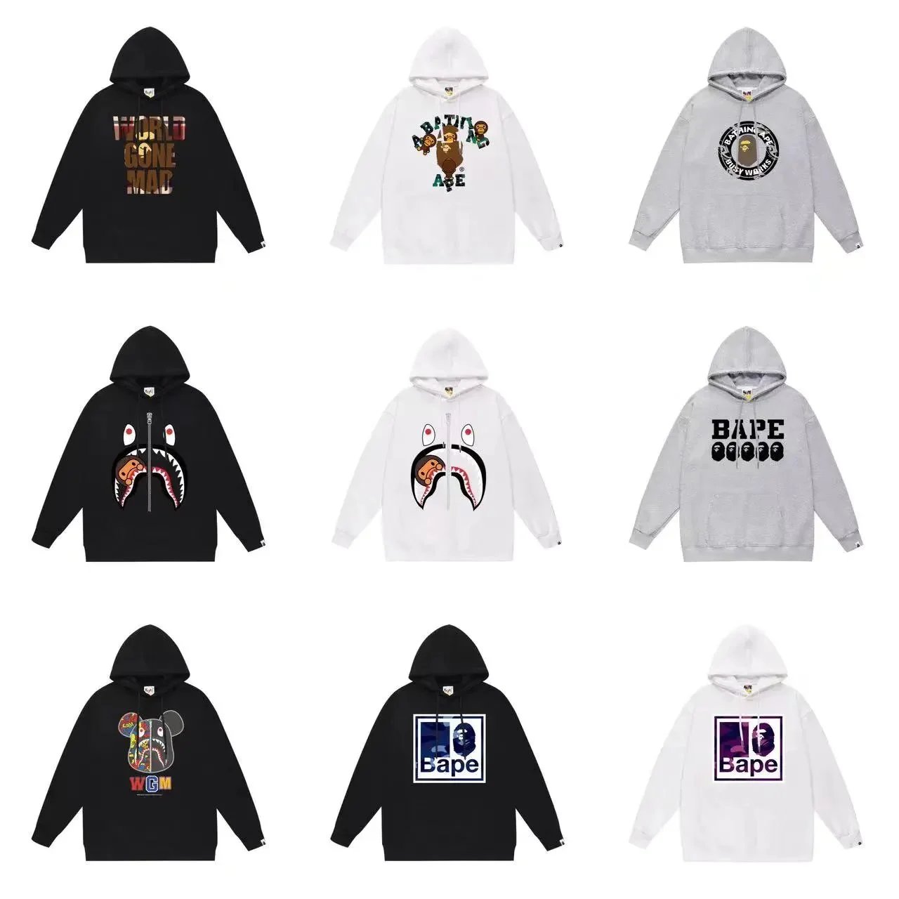 A Bathing Ape BAPE Graphic Print Streetwear Hoodie Multicolor