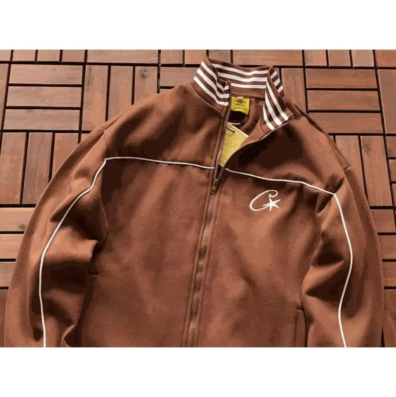 Corteiz CRTZ Track Jacket Streetwear Zip-Up Jacket Brown