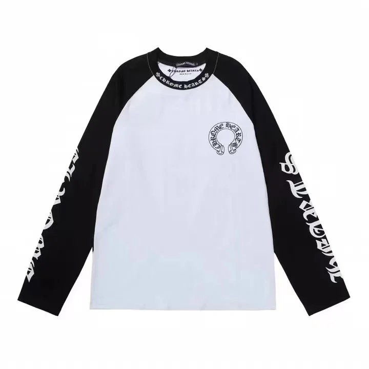 Chrome Hearts Horseshoe Raglan Graphic Long Sleeve Shirt Black and White