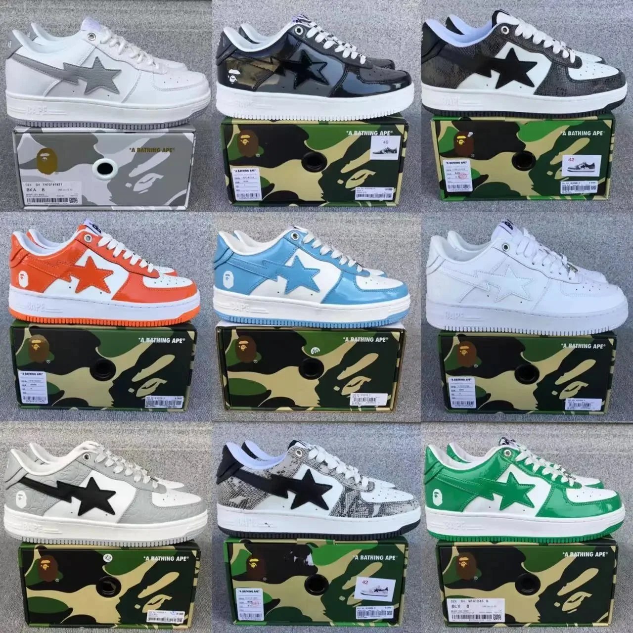A Bathing Ape BAPE Bapesta Low Top Sneakers Multicolor