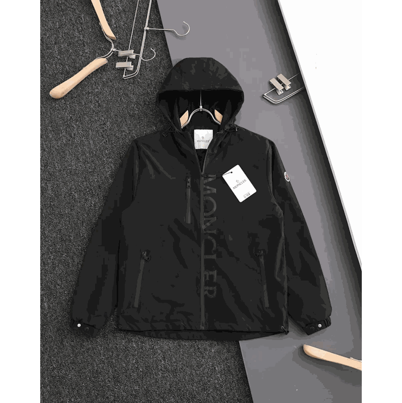 Moncler Windbreaker Lightweight Hooded Jacket Black