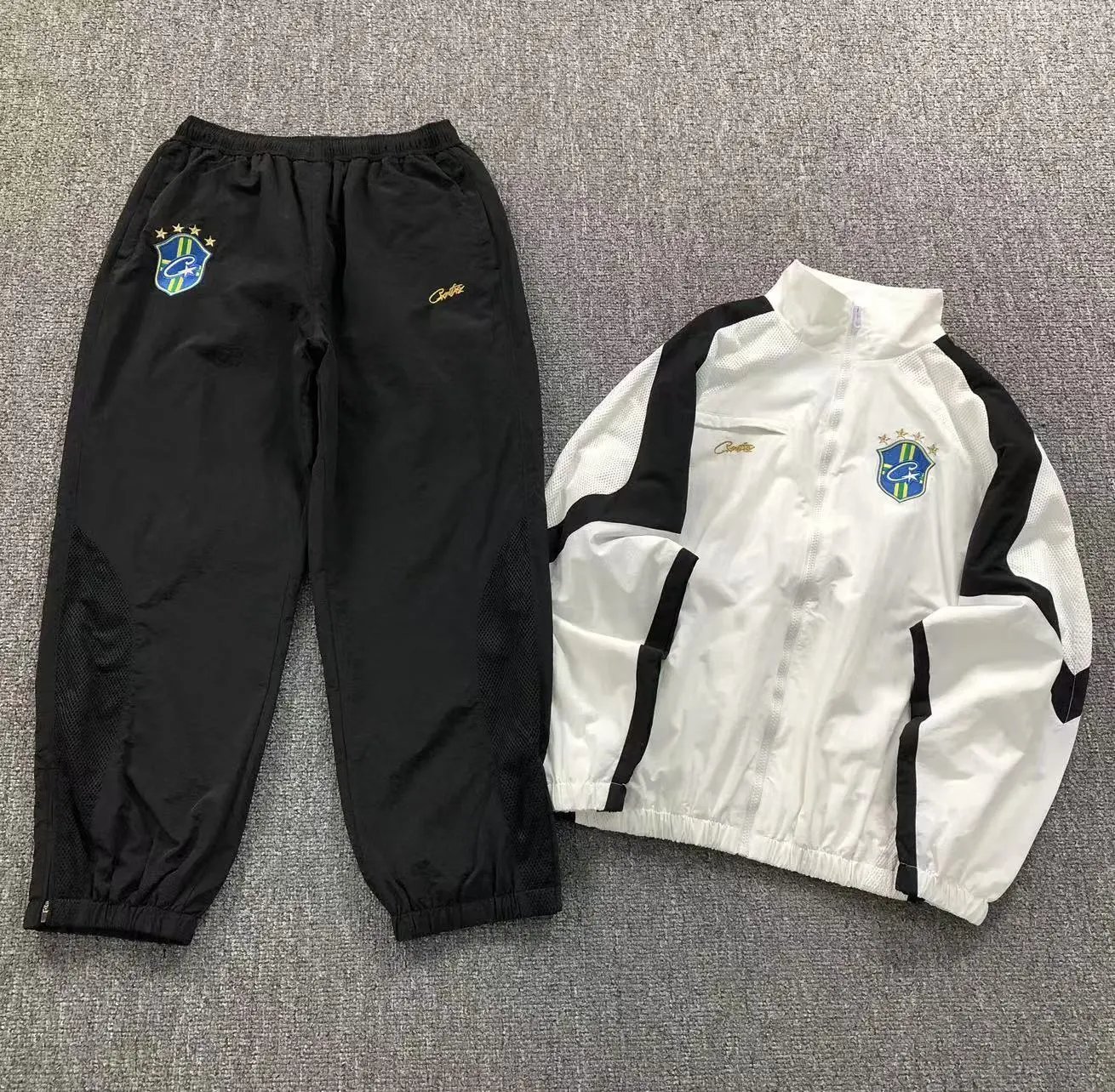 Corteiz Corteiz x Nike Brazil Tracksuit Sporty Matching Set Black and White