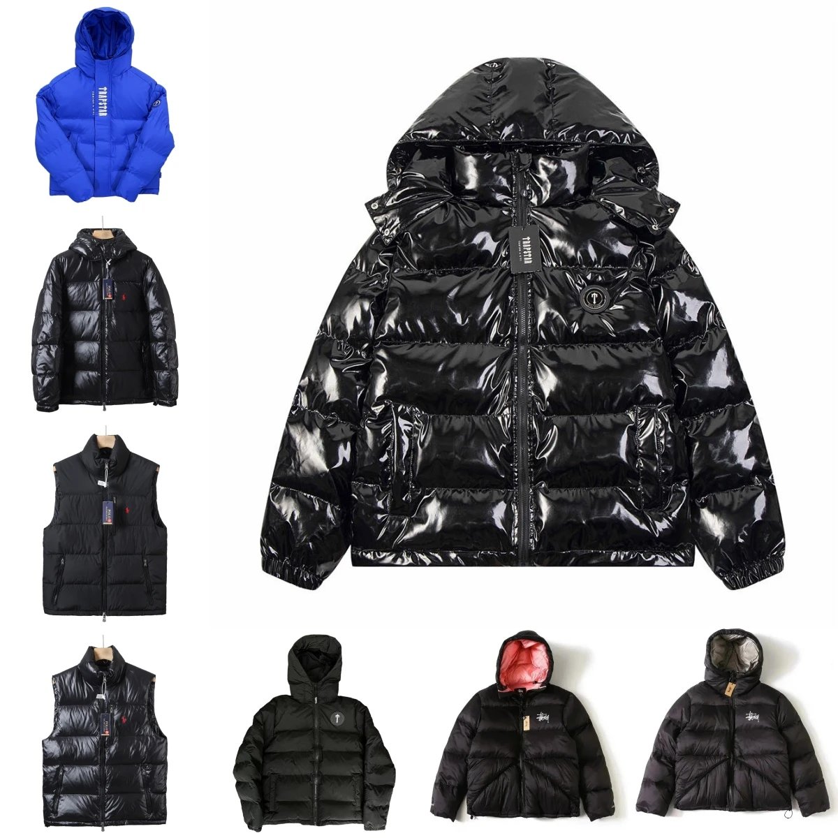 Trapstar Irongate Puffer Jacket Shiny Streetwear Down Jacket Black