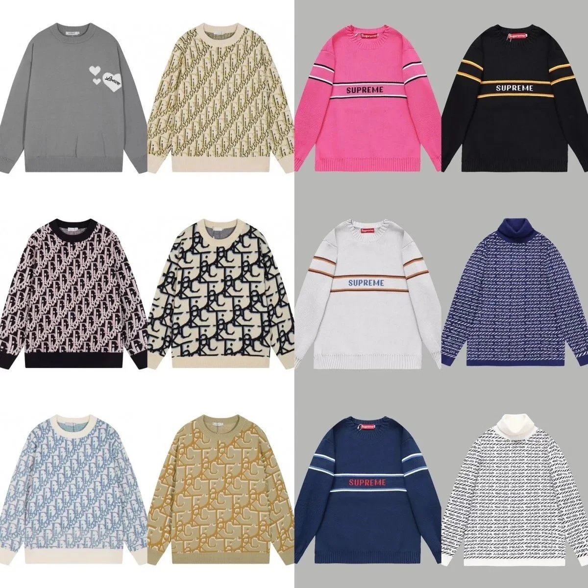 Design Monogram and Graphic Knit Sweaters Casual Pullover Multicolor