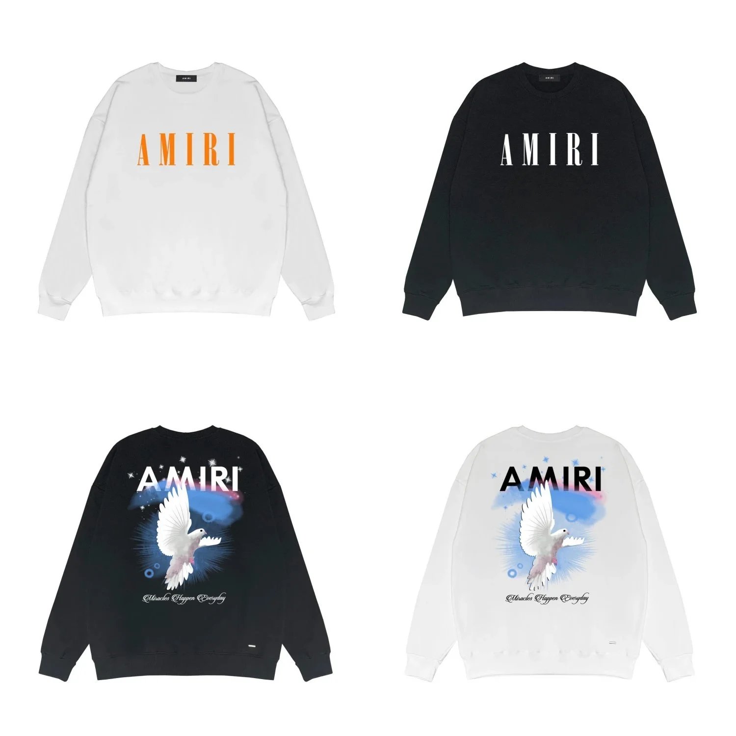 Amiri Miracles Happen Everyday Graphic Sweatshirt Black and White