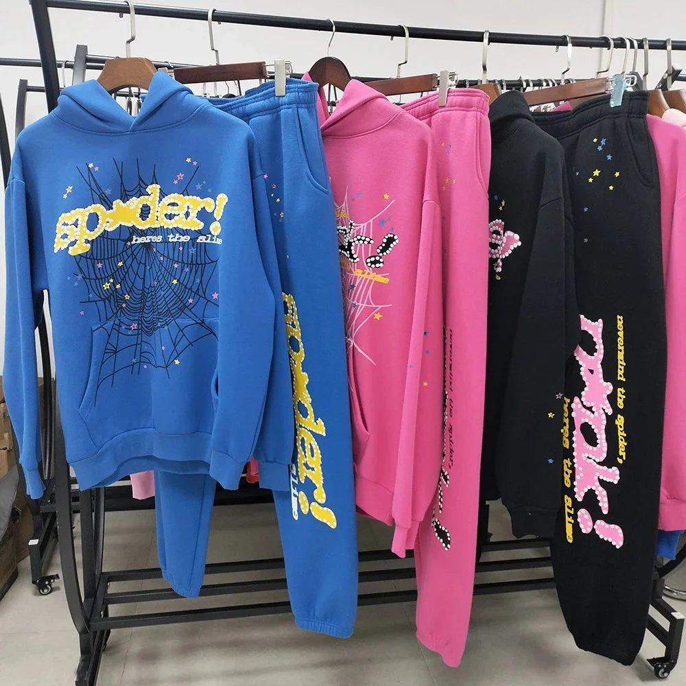 Sp5der Web Graphic Streetwear Tracksuit Set Multicolor