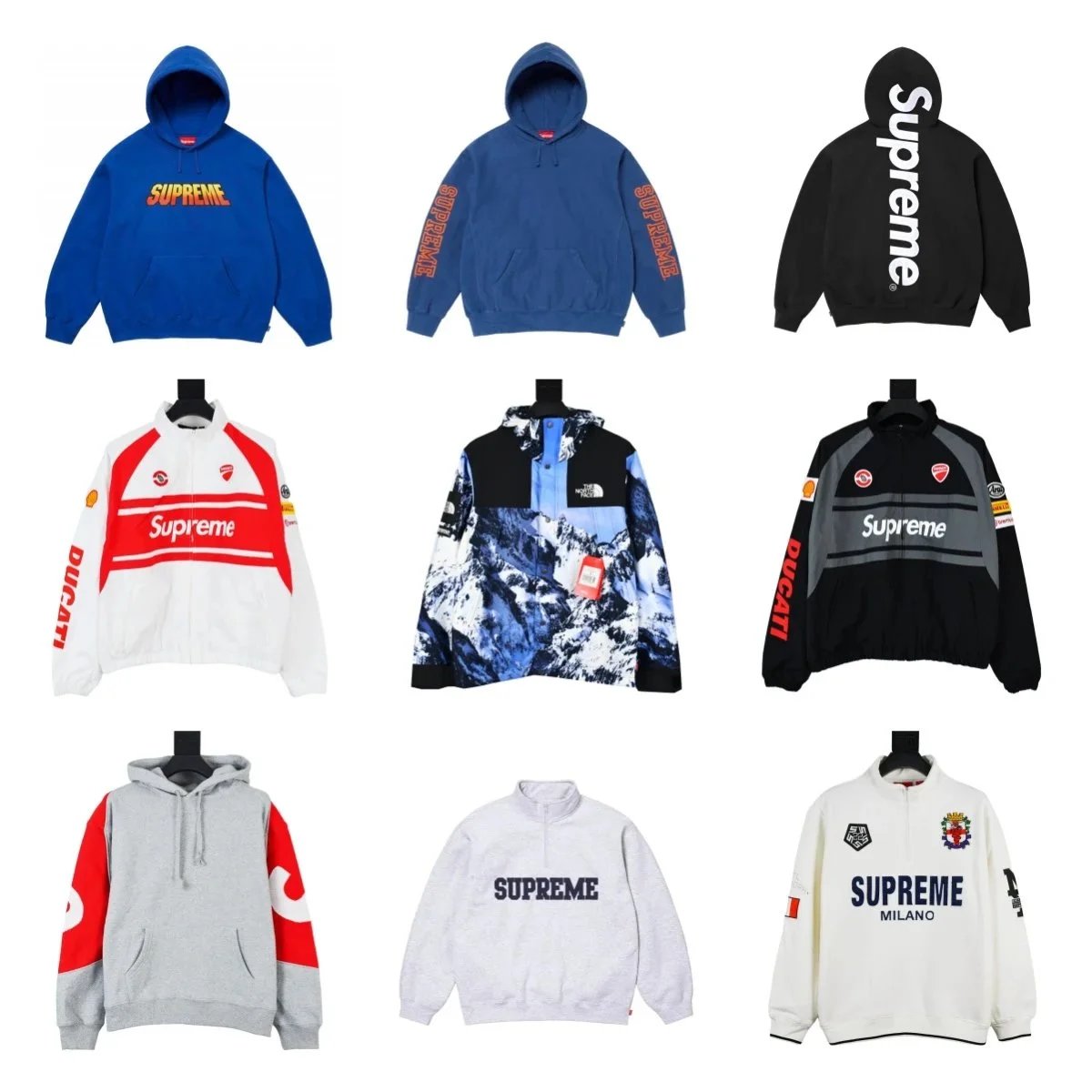 Supreme Streetwear Hoodie and Jacket Collection Multicolor