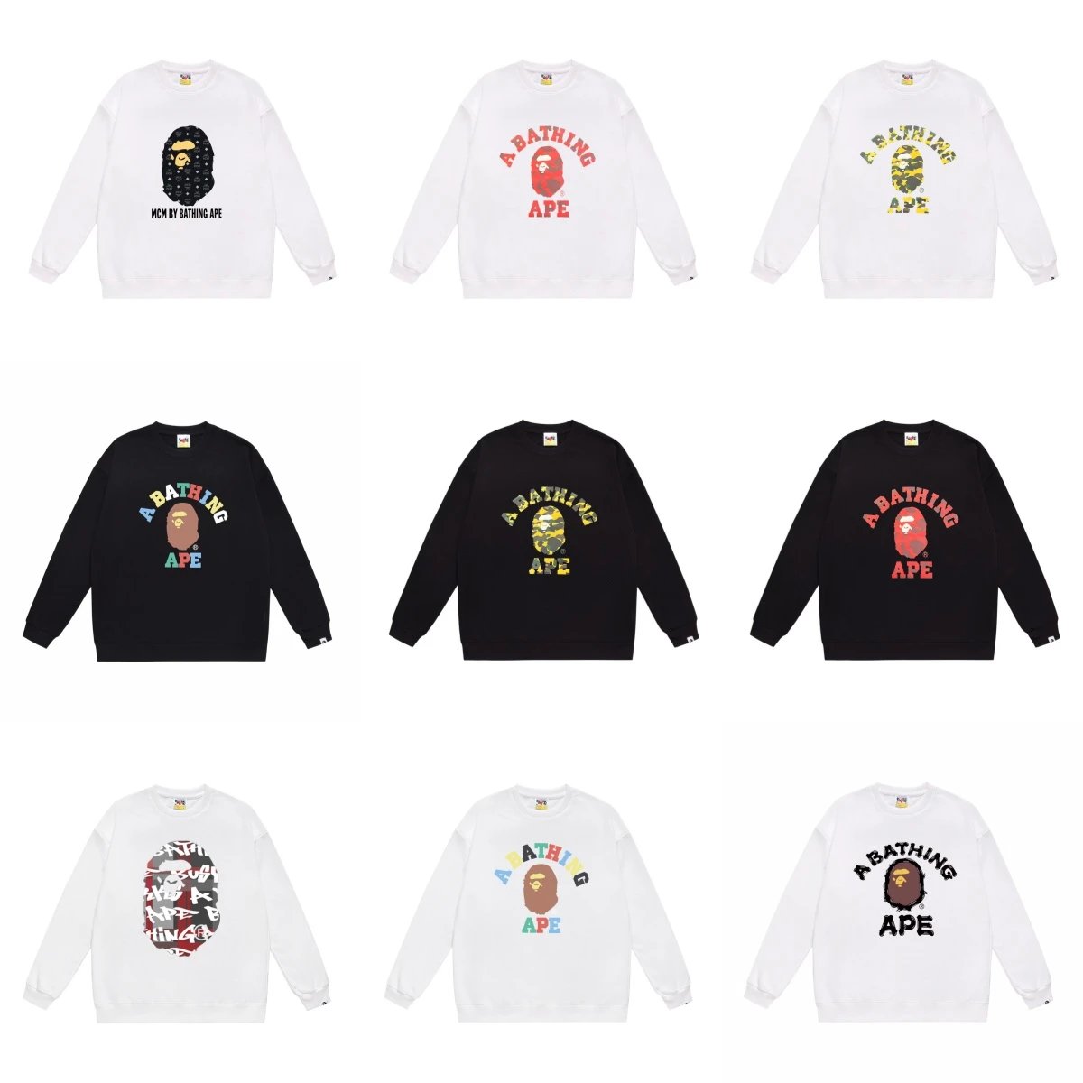 A Bathing Ape BAPE Graphic Print Streetwear Crewneck Sweatshirt Multicolor