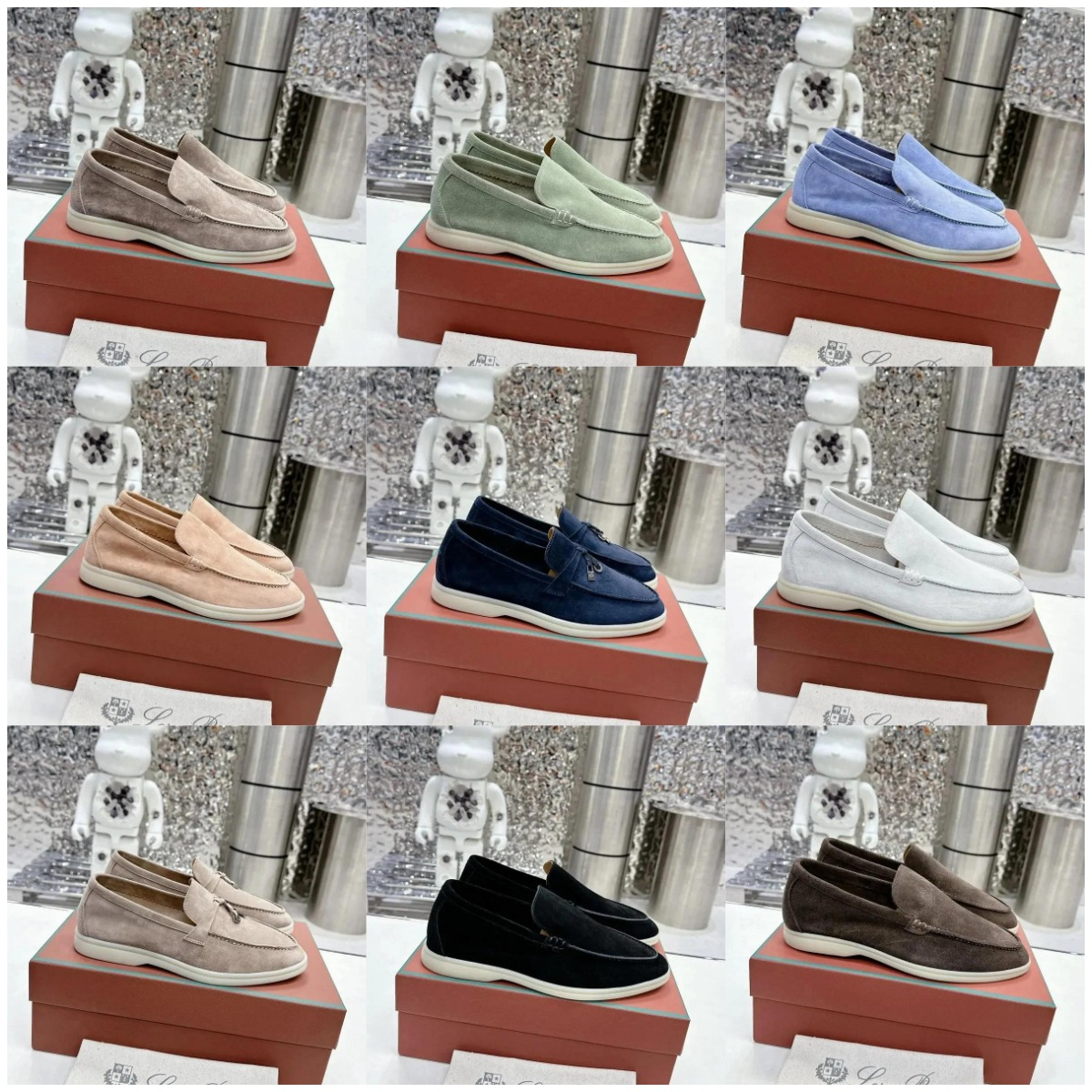 Loro Piana Open Walk Suede Loafers Multicolor