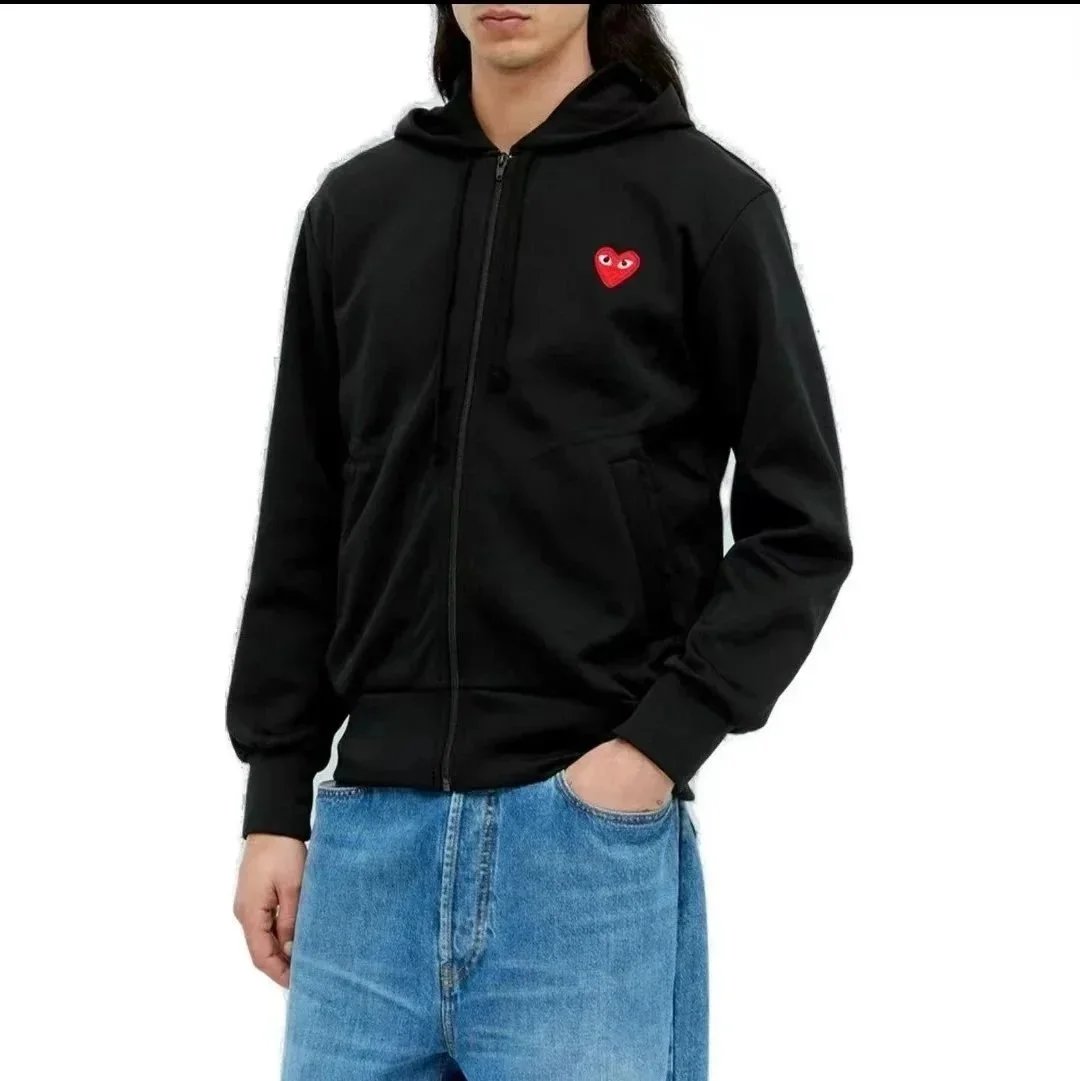Comme des Garçons CDG Play Heart casual Zip-Up Hoodie Black