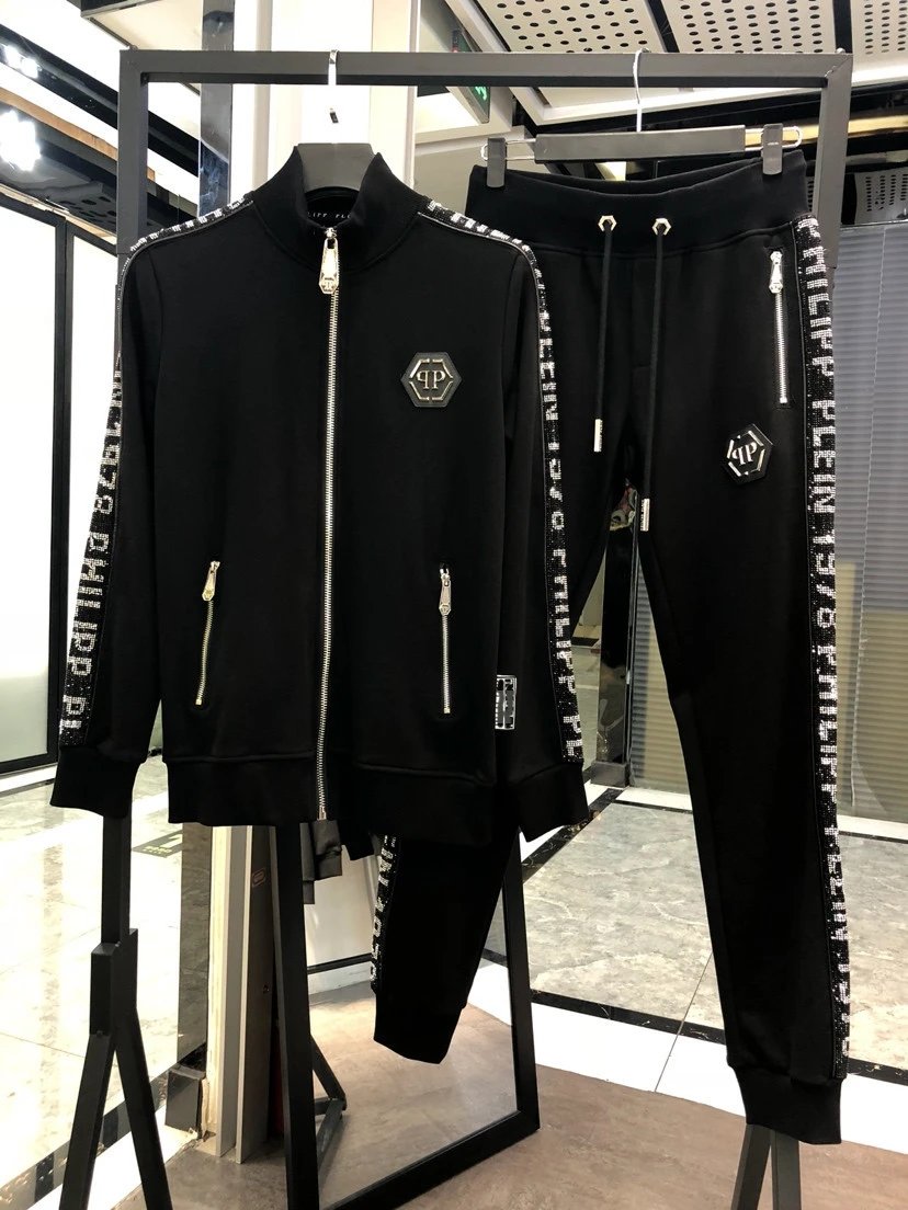 Philipp Plein Crystal Embellished Tracksuit Set Black