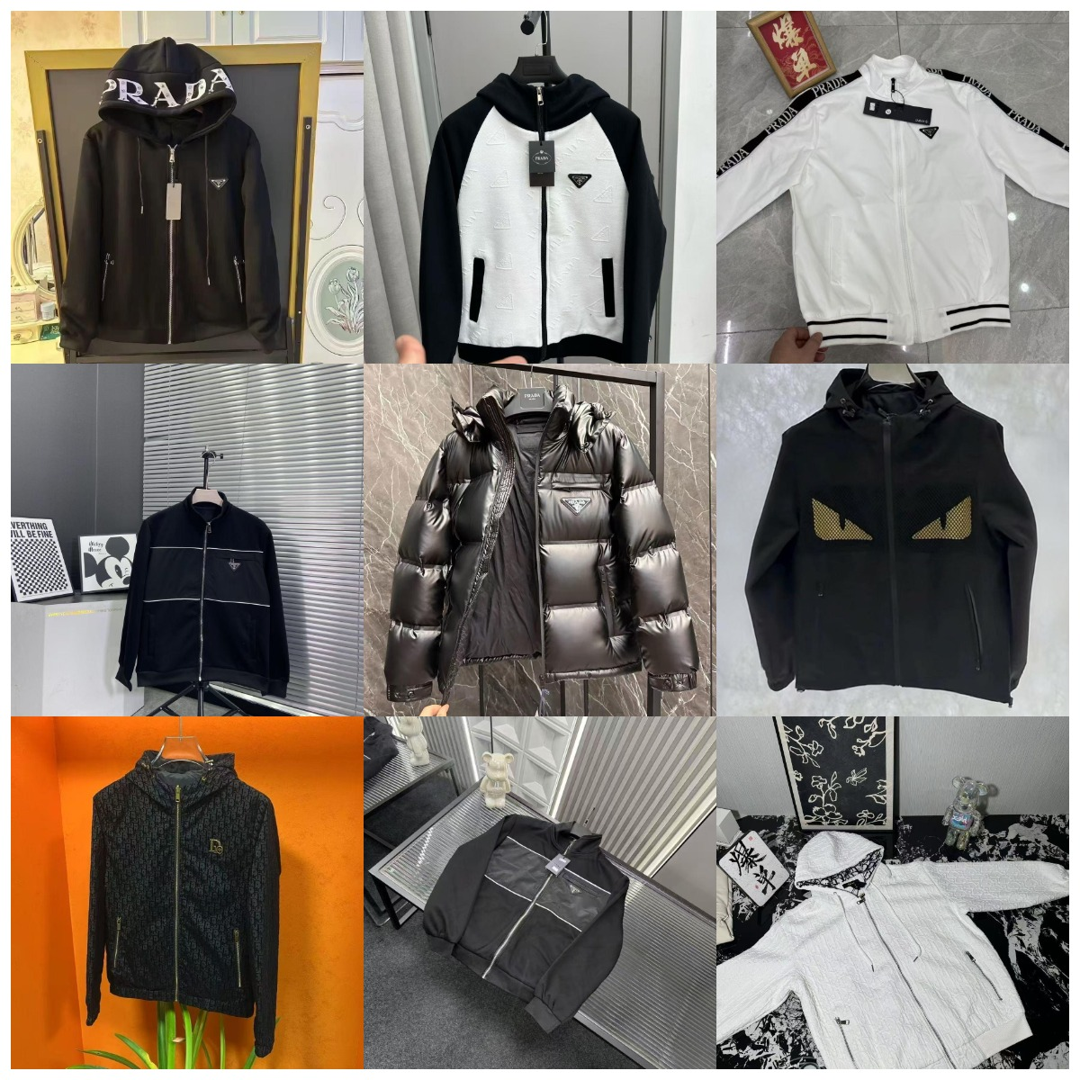 Prada Zip-Up Jacket Luxury Outerwear Black and White