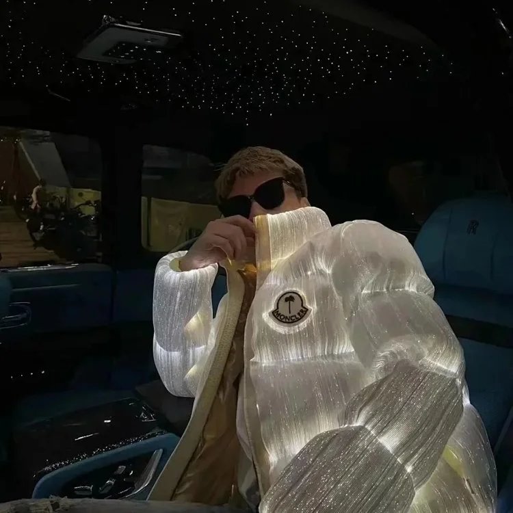 Moncler Palm Angels Puffer Jacket Glowing Down Jacket White