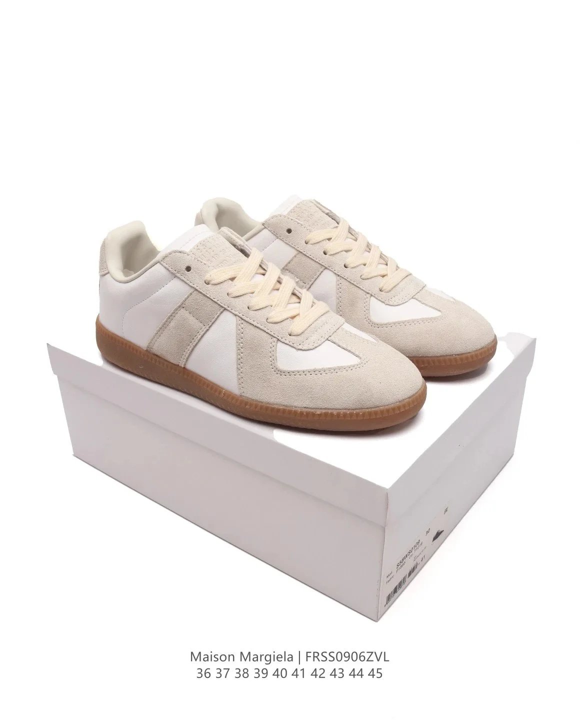 Maison Margiela Replica Low Top Sneakers White and Beige