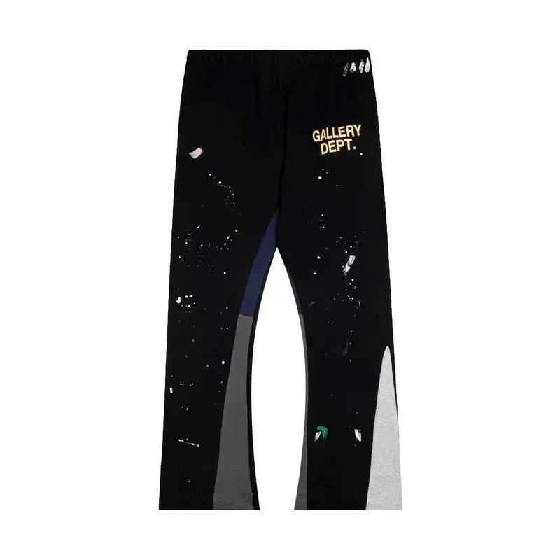 Gallery Dept. Paint Splatter Flare Sweatpants Streetwear Joggers Black