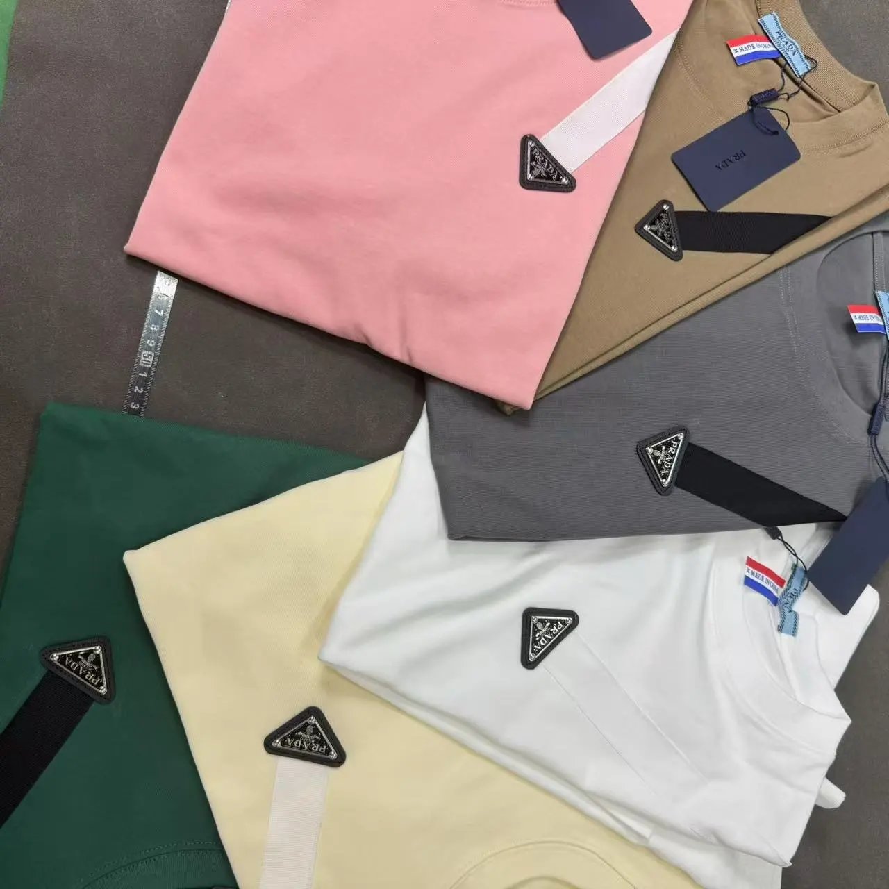 Prada Triangle Patch Cotton T-Shirt Multicolor