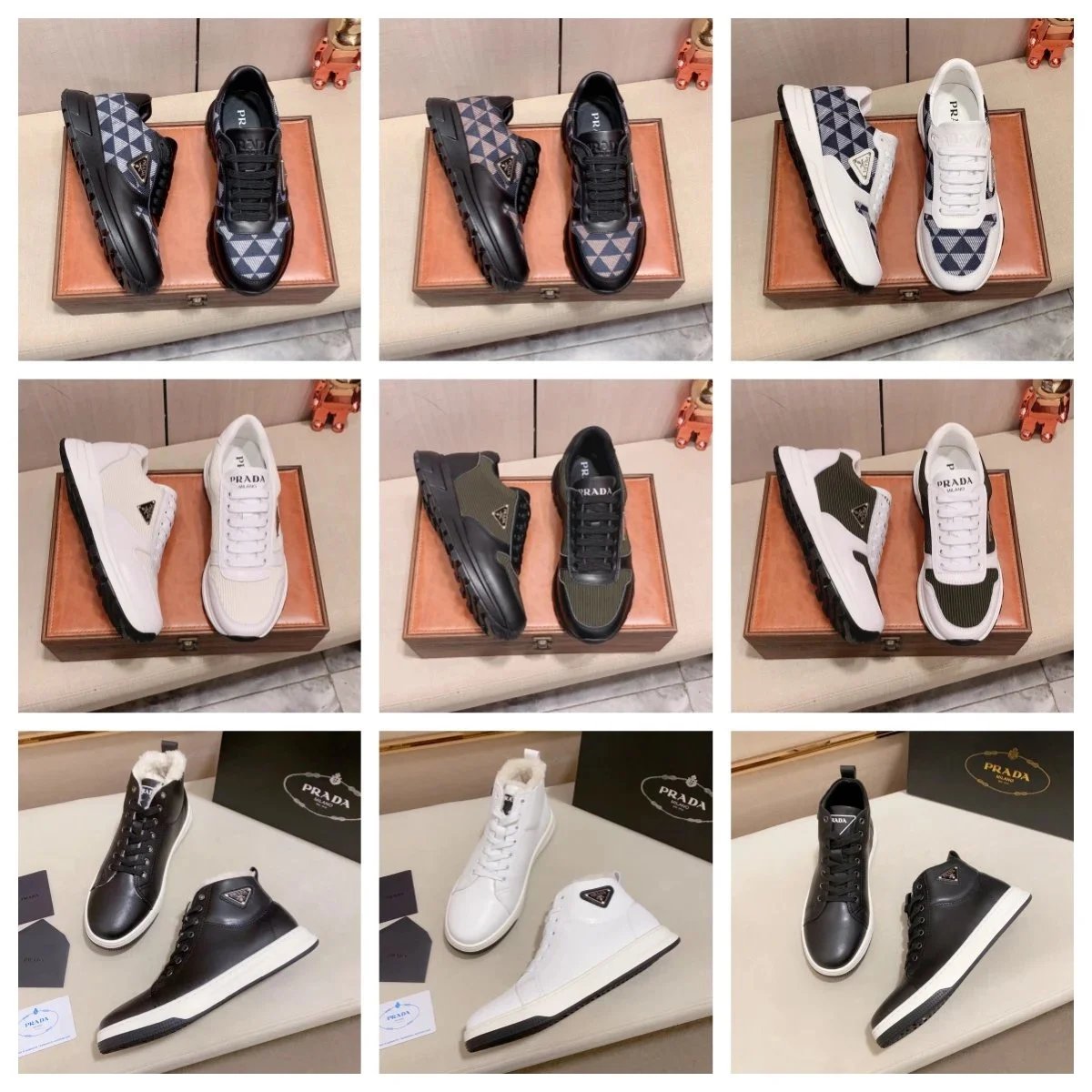 Prada Triangle Pattern Casual Sneakers Multicolor