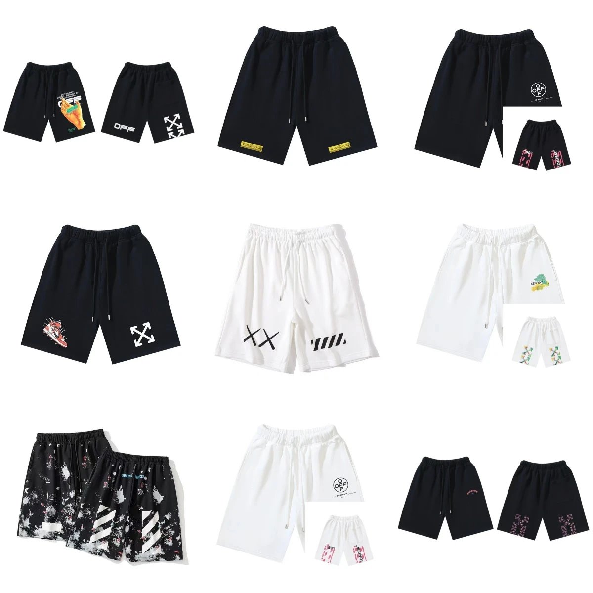 Off-White Graphic Print Casual Shorts Multicolor