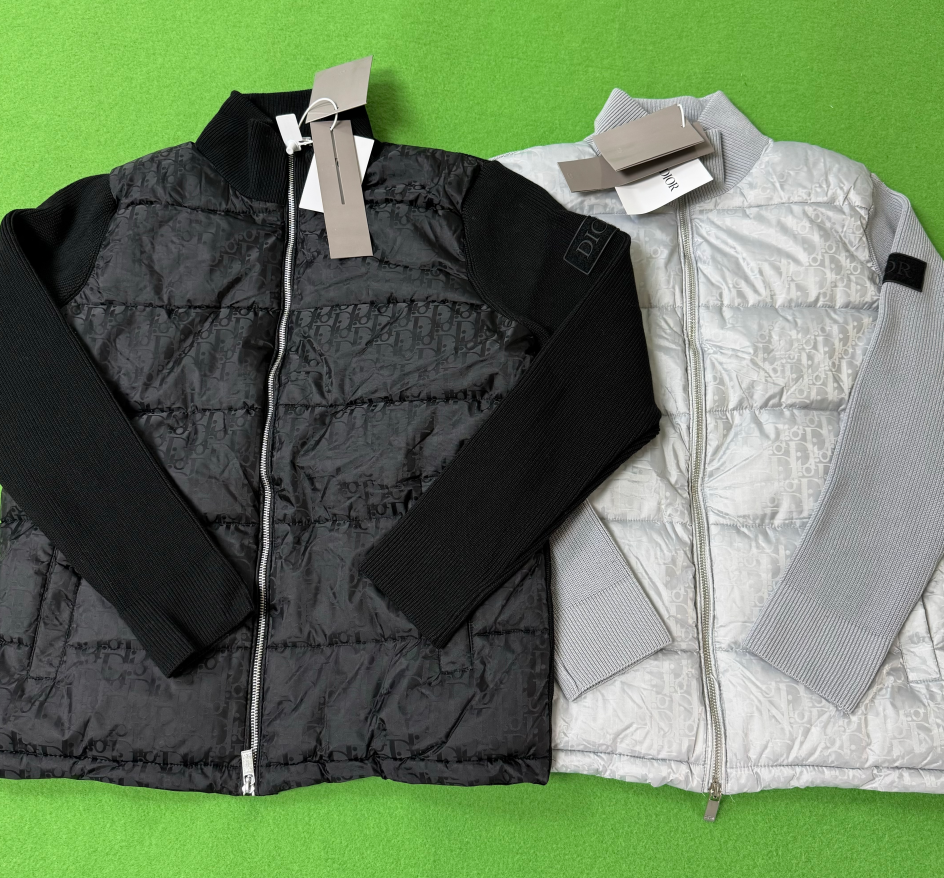 Dior Oblique Knit Hybrid Zip-Up Jacket Black and Gray