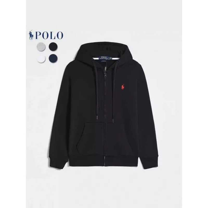 Ralph Lauren RL Zip-Up Casual Hoodie Black