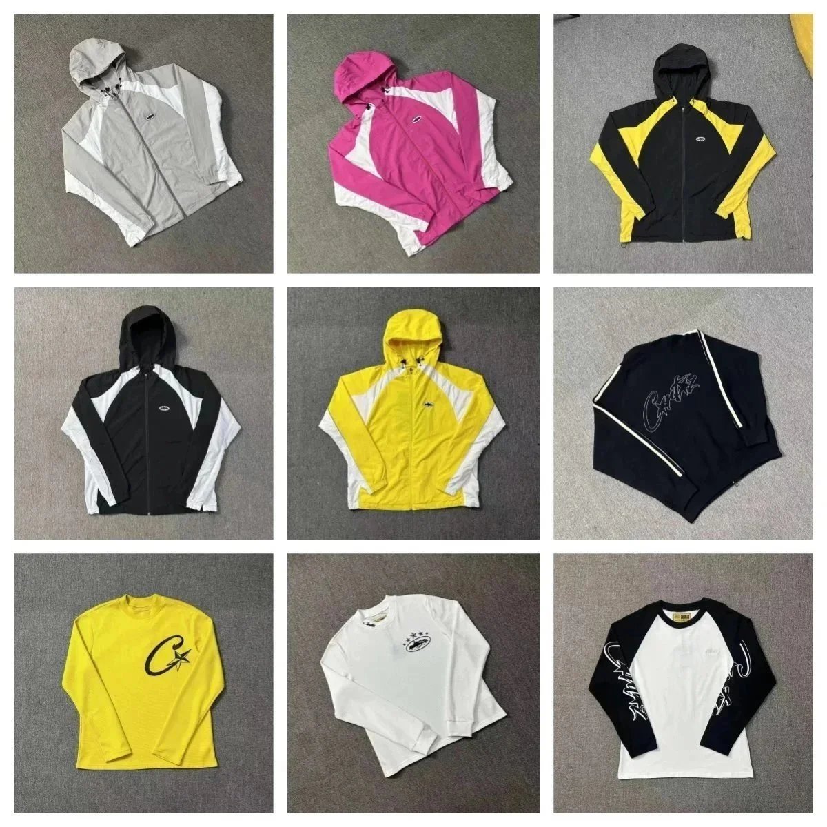 Corteiz Streetwear Collection Windbreaker and Long Sleeve Shirt Multicolor