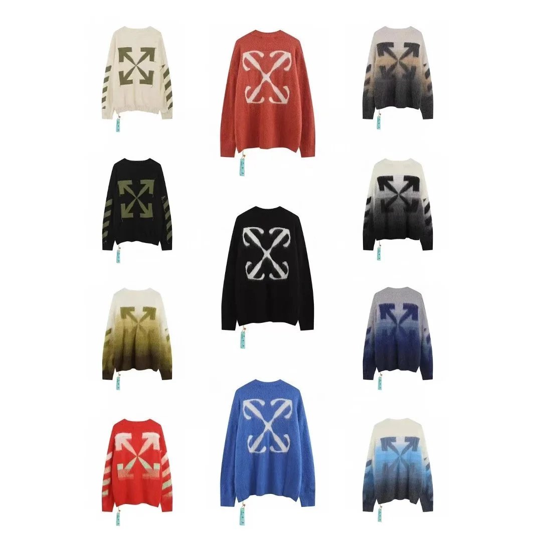 Off-White Arrows Knit Sweater Oversized Streetwear Pullover Multicolor