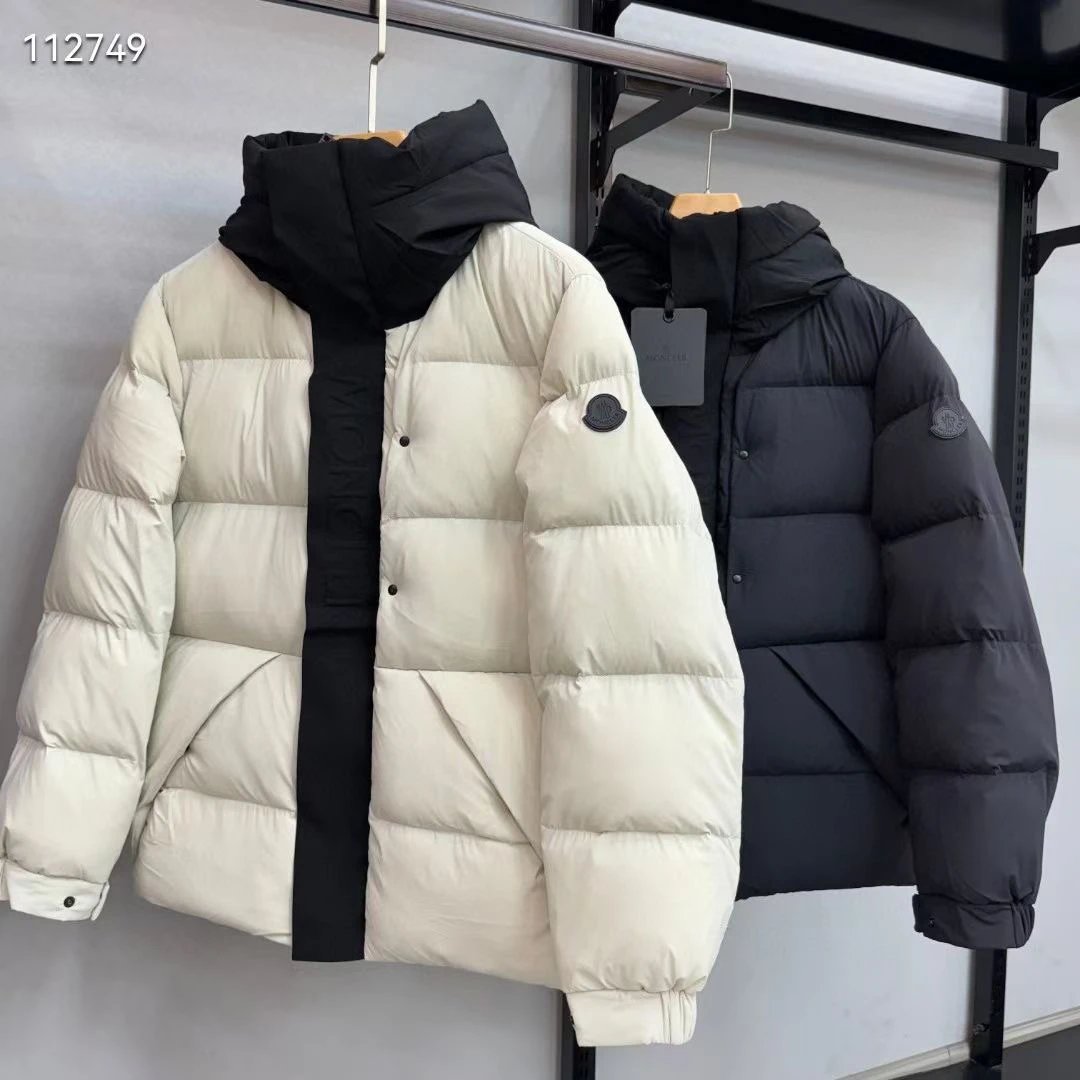 Moncler Puffer Jacket Hooded Down Jacket White and Black