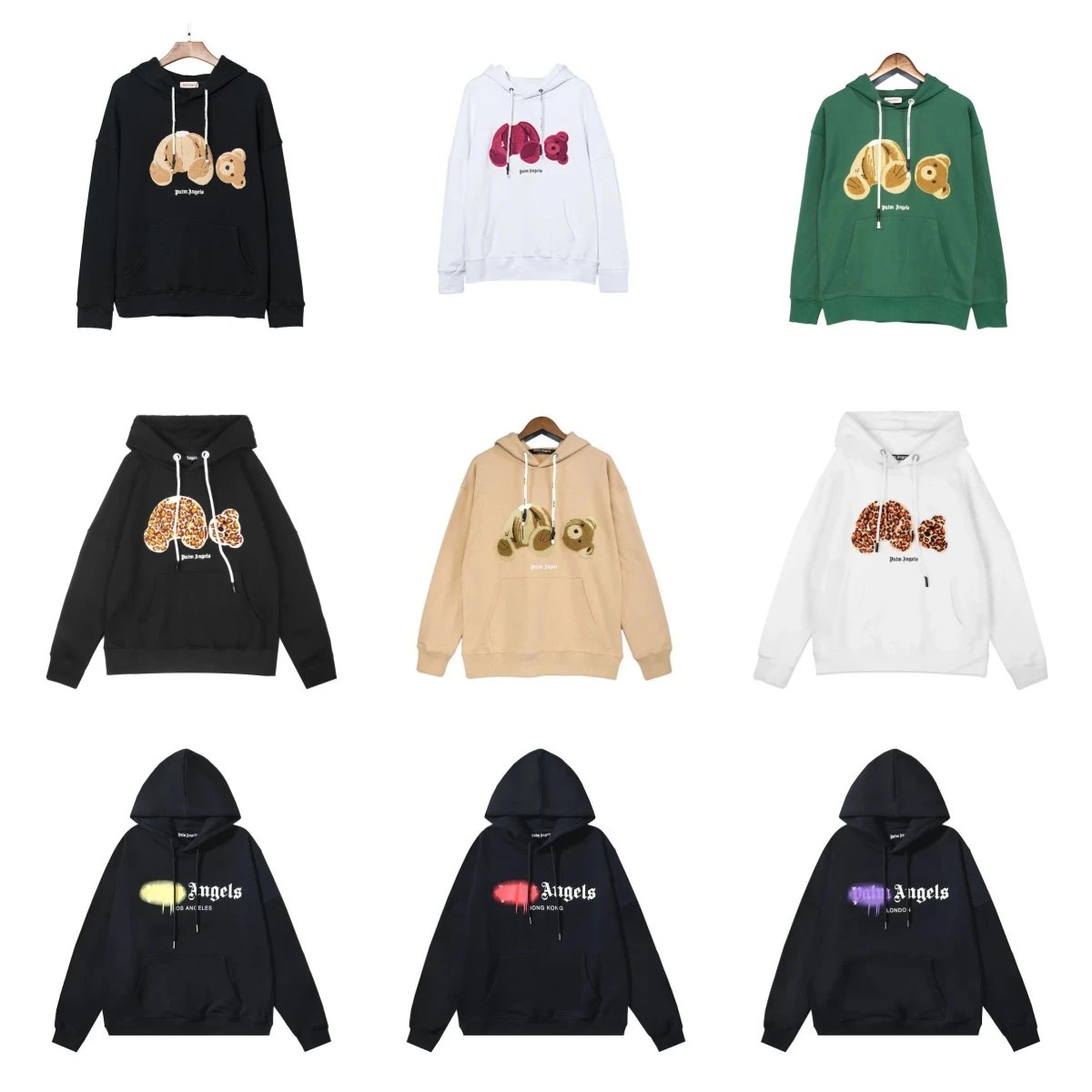 Palm Angels Bear Print Oversized Hoodie Multicolor