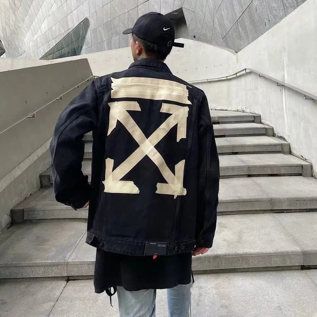 Off-White Arrows Denim Jacket Streetwear Black