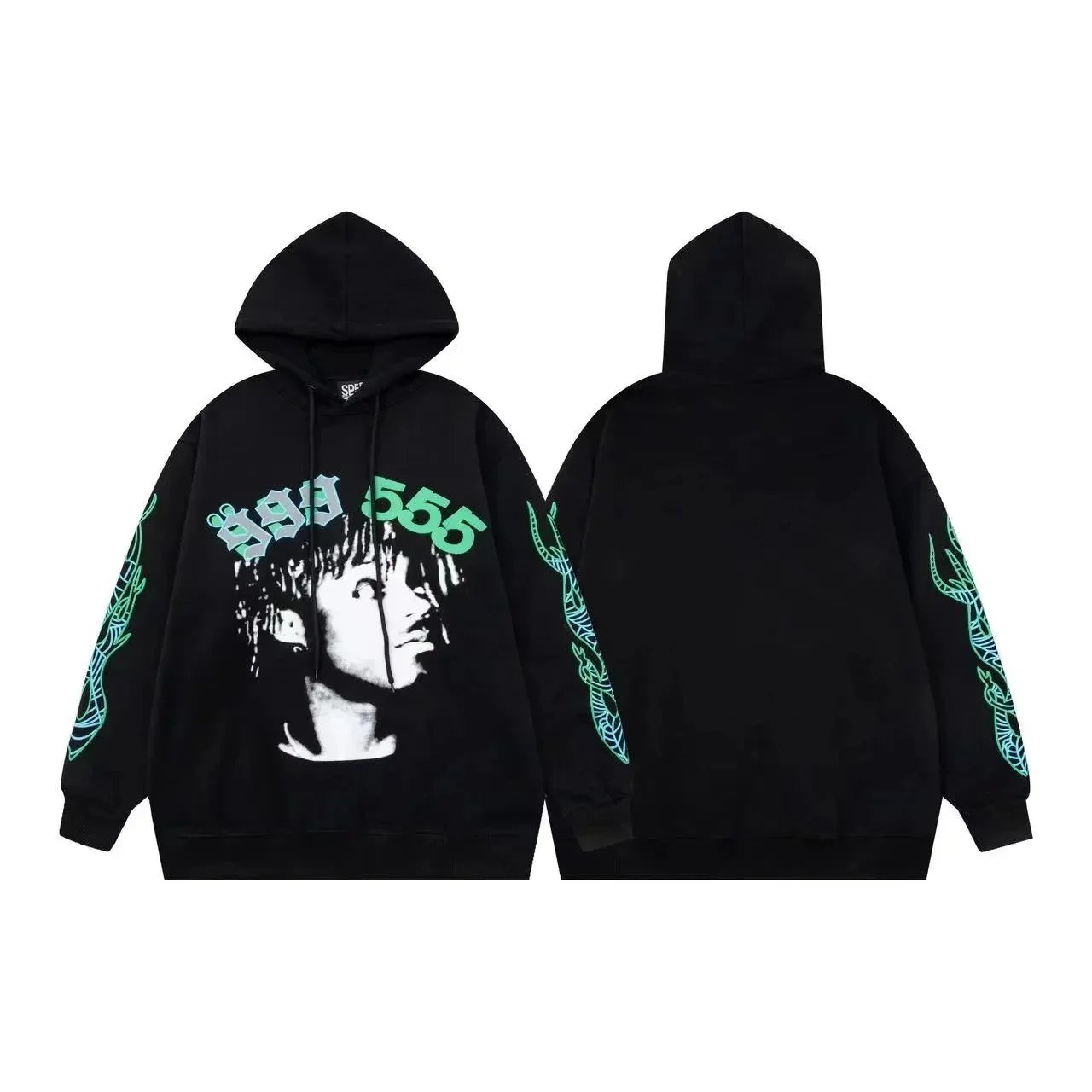 Design Graphic Print Oversized Hoodie Black