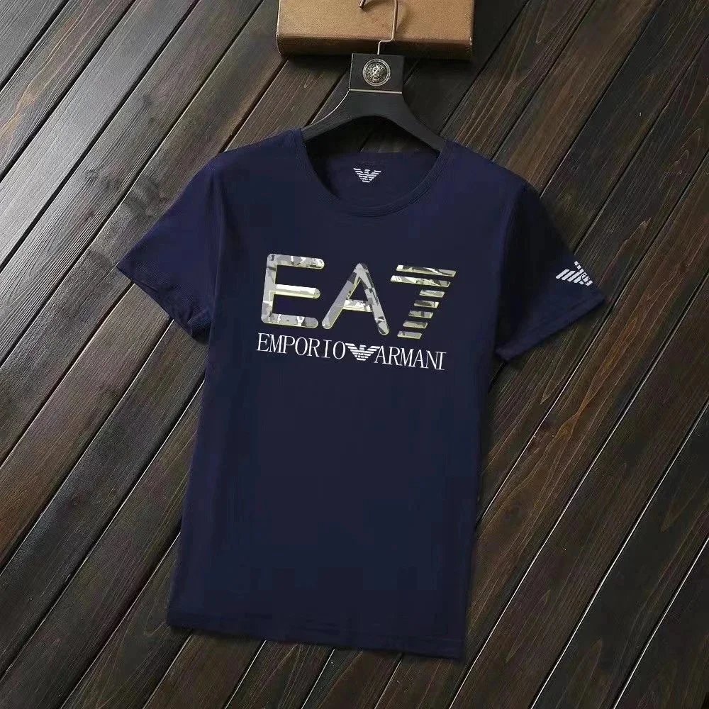 Emporio Armani EA7 Camo Graphic Cotton T-Shirt Navy