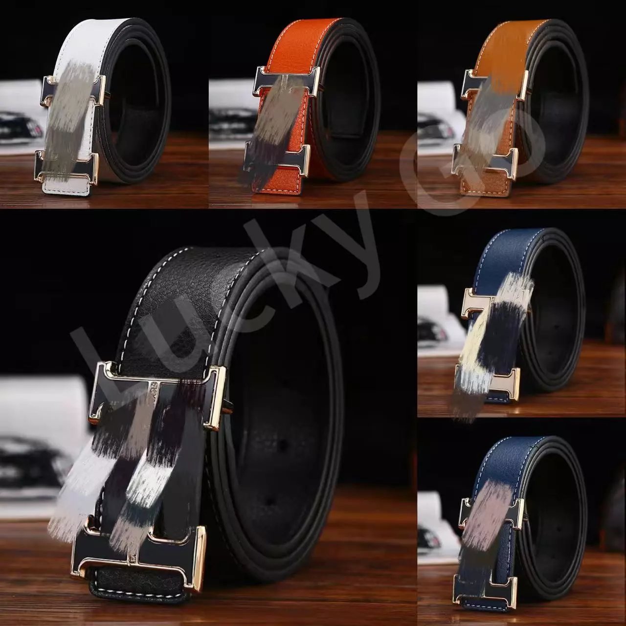 Hermes H Buckle Leather Belt Multicolor